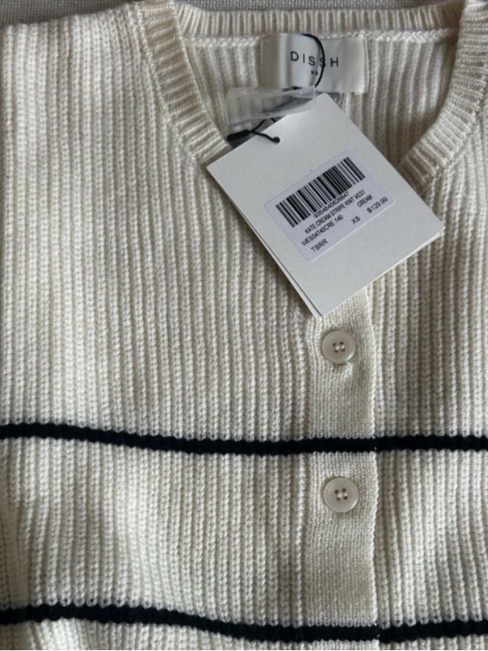 NWT • DISSH Kate cream stripe knit vest - XS - Picture 2 of 7